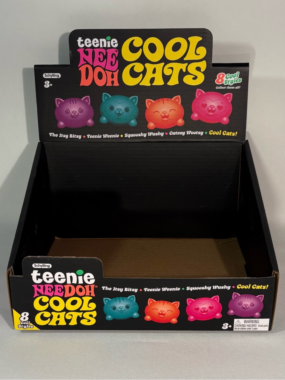 🐱⋆🐾° NEE DOH TEENIE COOL CATS VIRAL FIDGET TOY EMPTY STORE DISPLAY CASE ⋆🐾°🐱